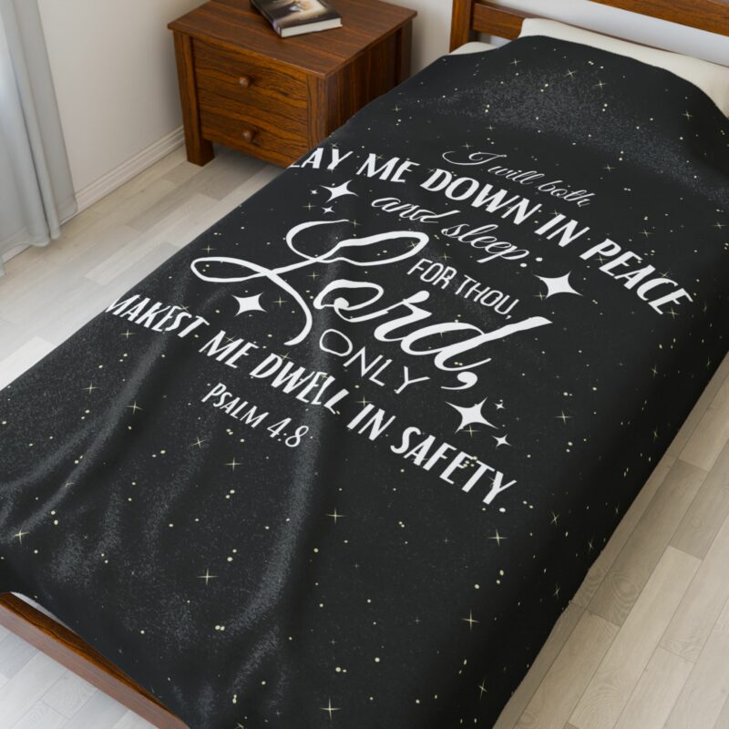 I will lay down and sleep - Velveteen Plush Christian Blanket - Image 7